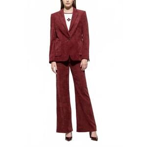 NEW LUISA CERANO women's corduroy one button blazer jacket in berry red